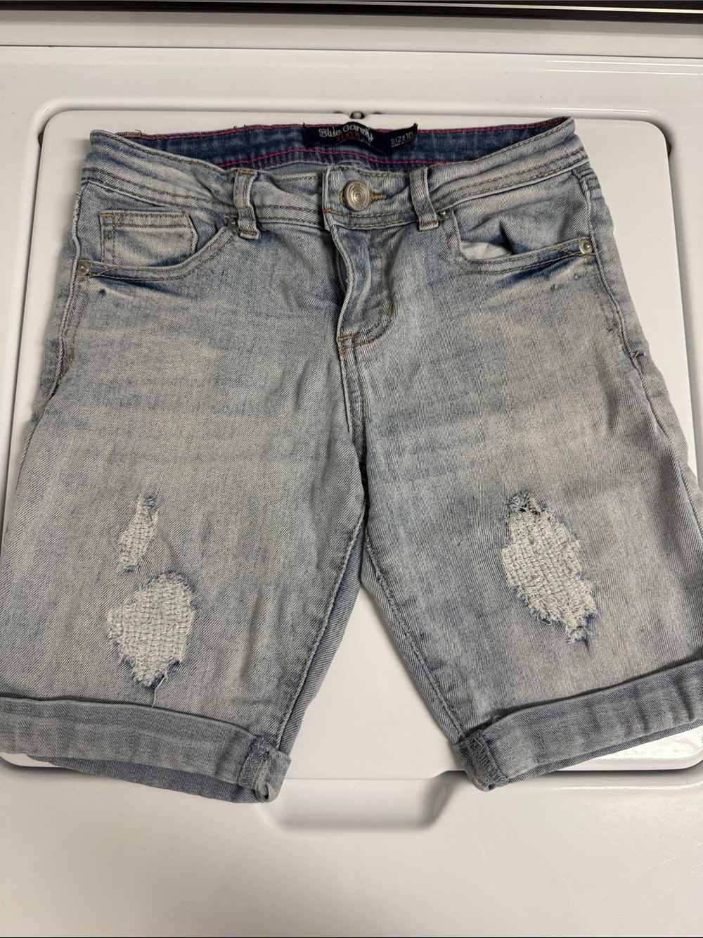 Distressed Denim Bermuda Shorts